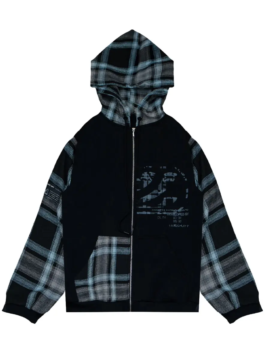 JAQUETA LAYERED FLANNEL ZIP HOODIE
