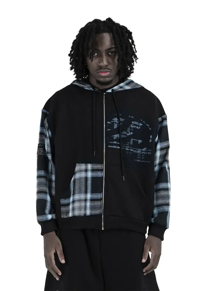 JAQUETA LAYERED FLANNEL ZIP HOODIE
