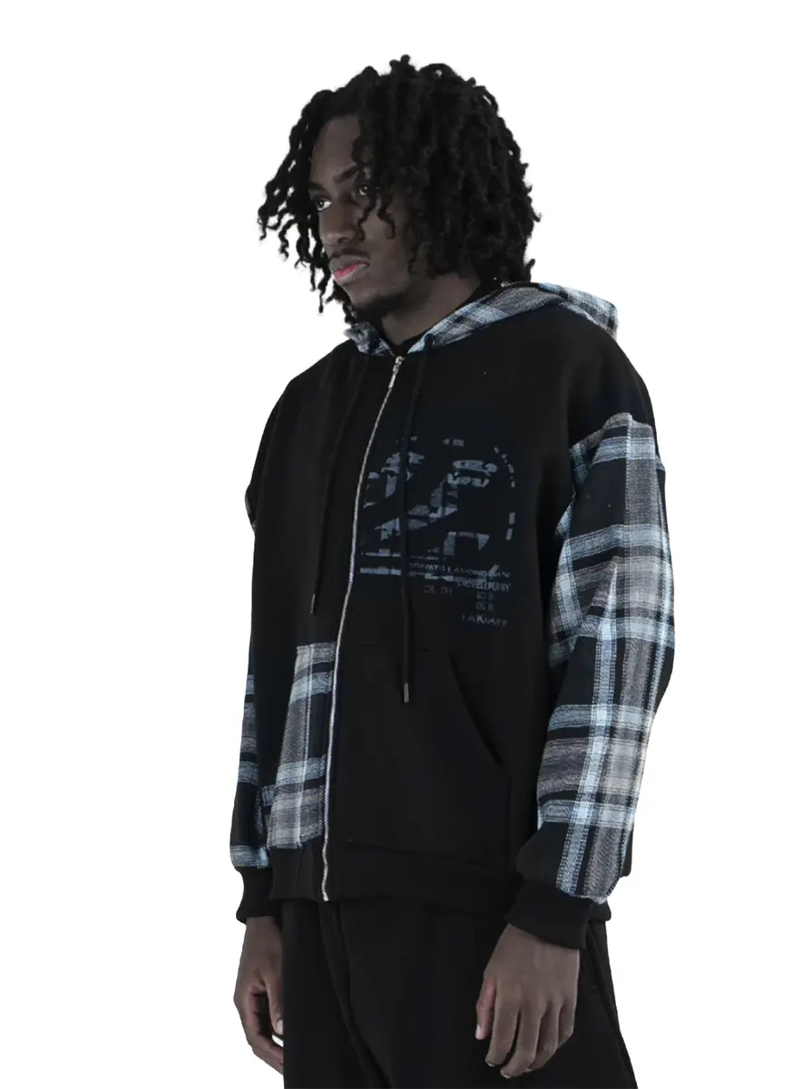JAQUETA LAYERED FLANNEL ZIP HOODIE